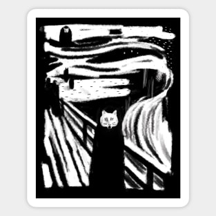 White Cat Screaming - Scream Expressionism Fine art Magnet